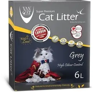 Van Cat комкующийся наполнитель для кошек с активированным углем, без пыли, коробка (grey)