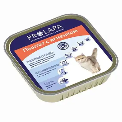 Prolapa Premium ламистер полнорационный консервированный корм паштет с ягненком для кошек