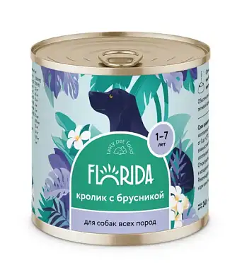 FLORIDA консервы для собак "Кролик с брусникой"