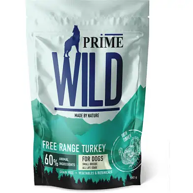 Prime Wild GF Free Range сухой беззерновой корм для взрослых собак и щенков мелких пород, с индейкой
